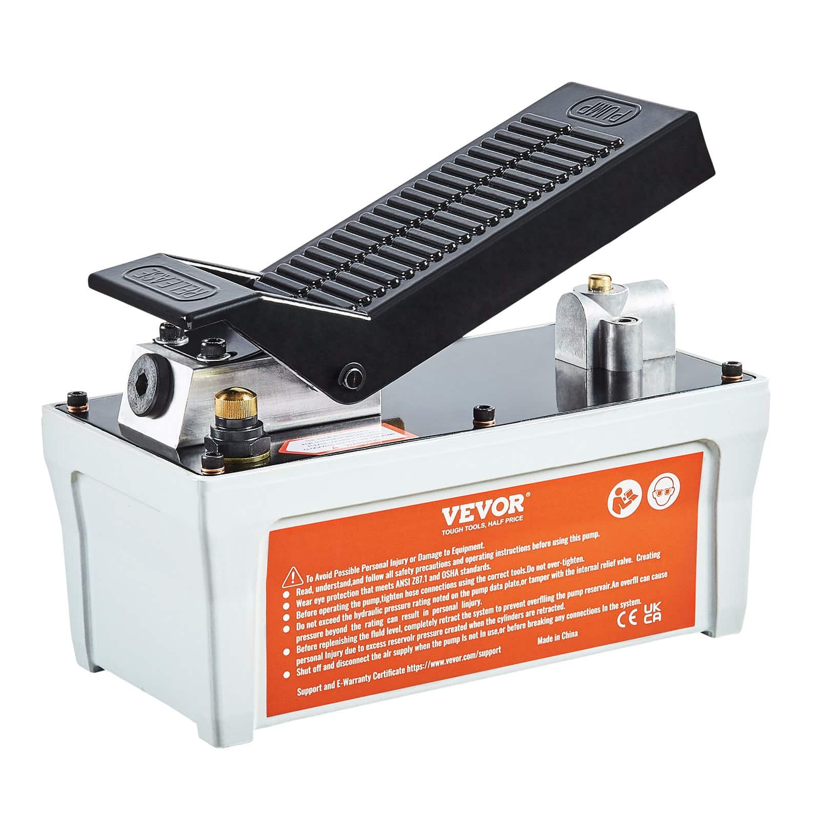 VEVOR Air Hydraulic Foot Pump, 6895 Bar, 1.9L Tank, 2m Hose, NPT 10mm Outlet, 6.4mm Inlet, for Auto Body & Frame Machines, Gray - Image 9