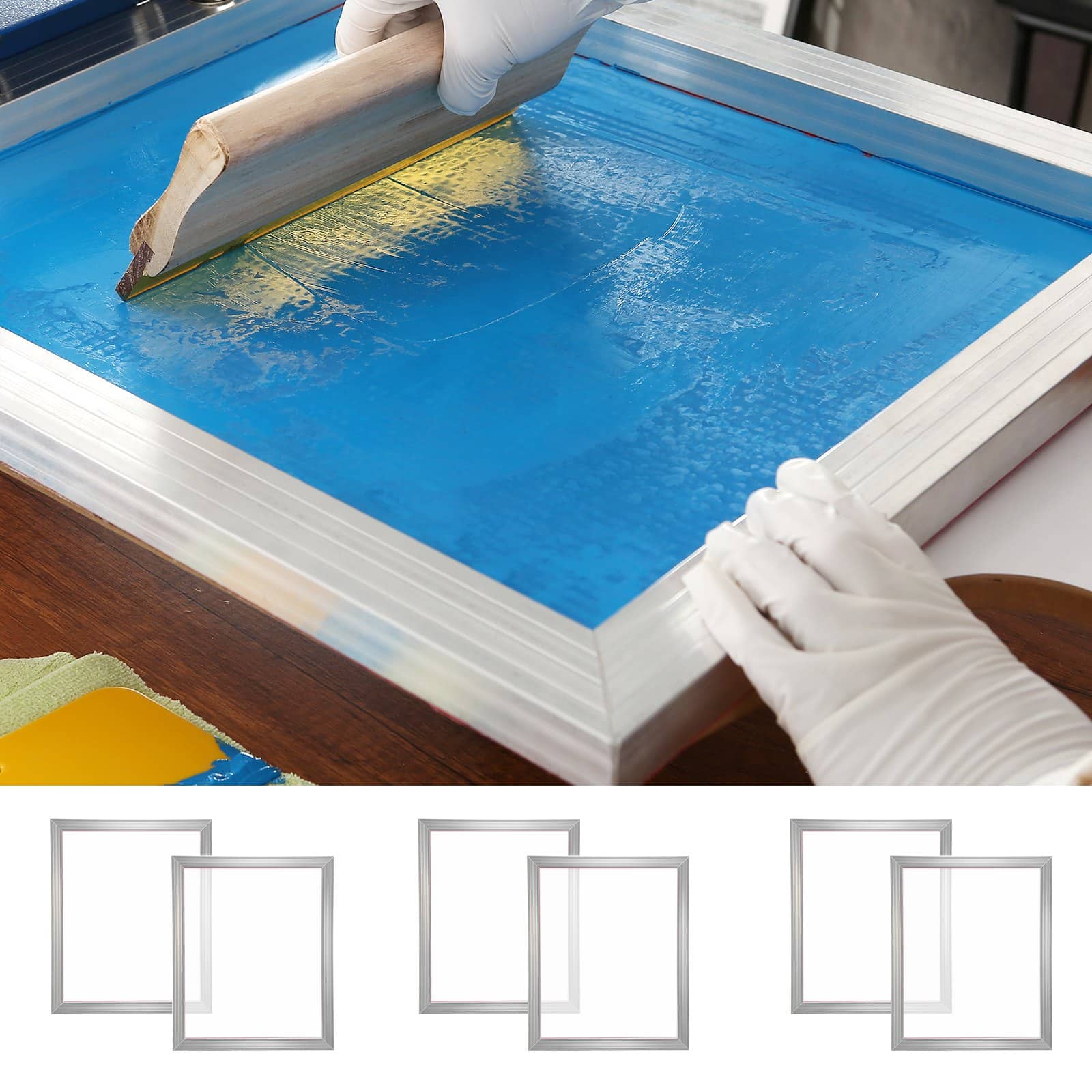 VEVOR 6-Piece Aluminum Silk Screen Printing Kit with 51x61cm 160 Mesh Frames & Sealing Tape for DIY T-Shirt Printing - Image 8