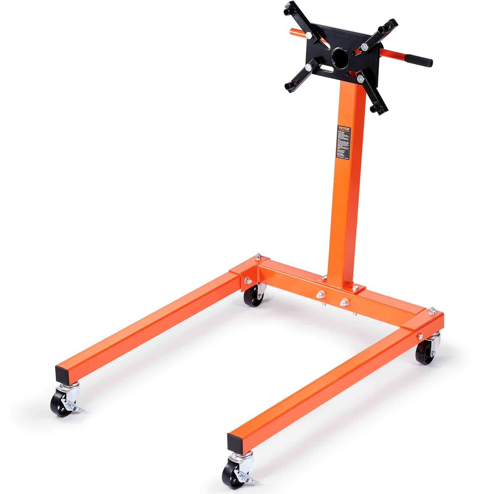 VEVOR 590 kg Rotating Engine Stand with 360° Adjustable Head, Steel Base, 4 Arms, Tray & Lockable Wheels for Car Repair