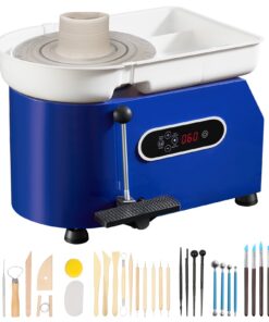 VEVOR 450W электрический гончарный круг с поворотным столом 28 см, ЖК-дисплеем, педалью, набором инструментов и фартуком для керамической скульптуры