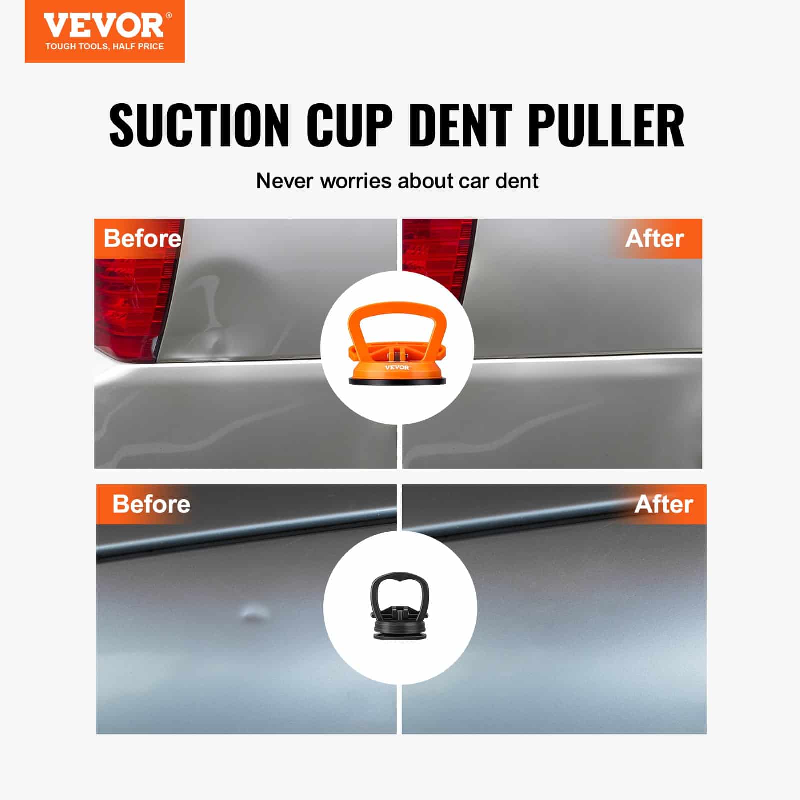 VEVOR Dent Removal Kit with 3 Suction Cups, Paintless Dent Puller Tool Set for Car, Glass, Mirror, Tile Lifting – Paveikslėlis 2