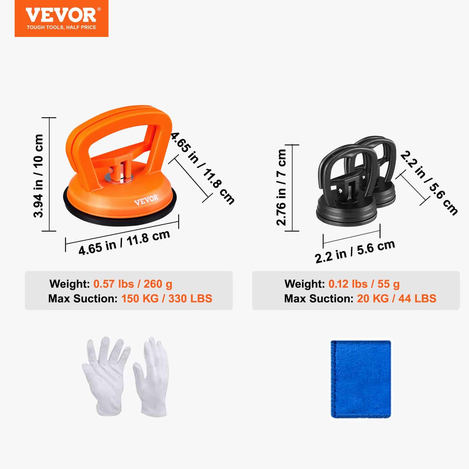 VEVOR Dent Removal Kit with 3 Suction Cups, Paintless Dent Puller Tool Set for Car, Glass, Mirror, Tile Lifting – Paveikslėlis 7
