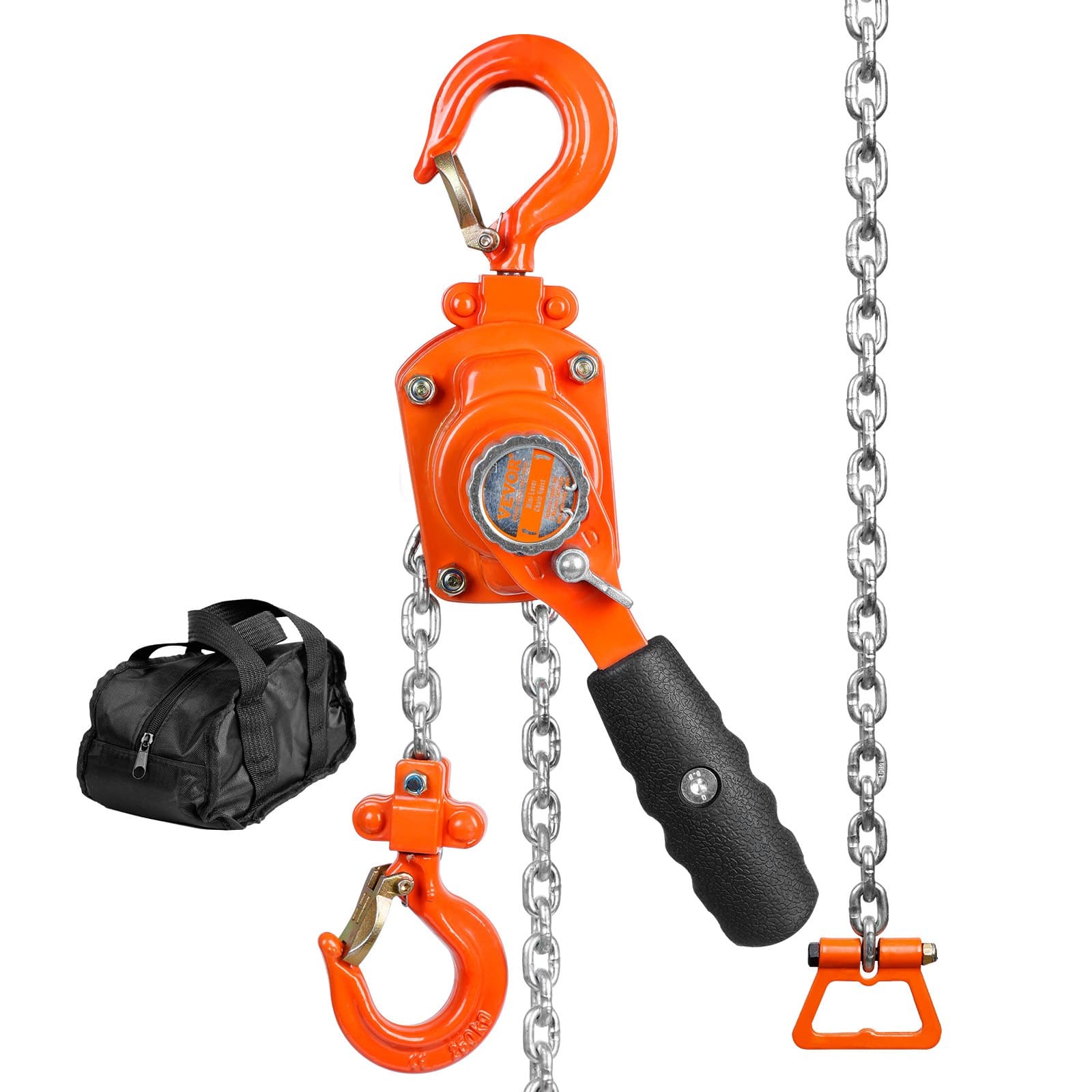 VEVOR Manual Lever Chain Hoist 250kg Capacity, 1.5m Lift, G80 Steel, Double-Pawl Brake, 360° Hook, for Garage & Workshop
