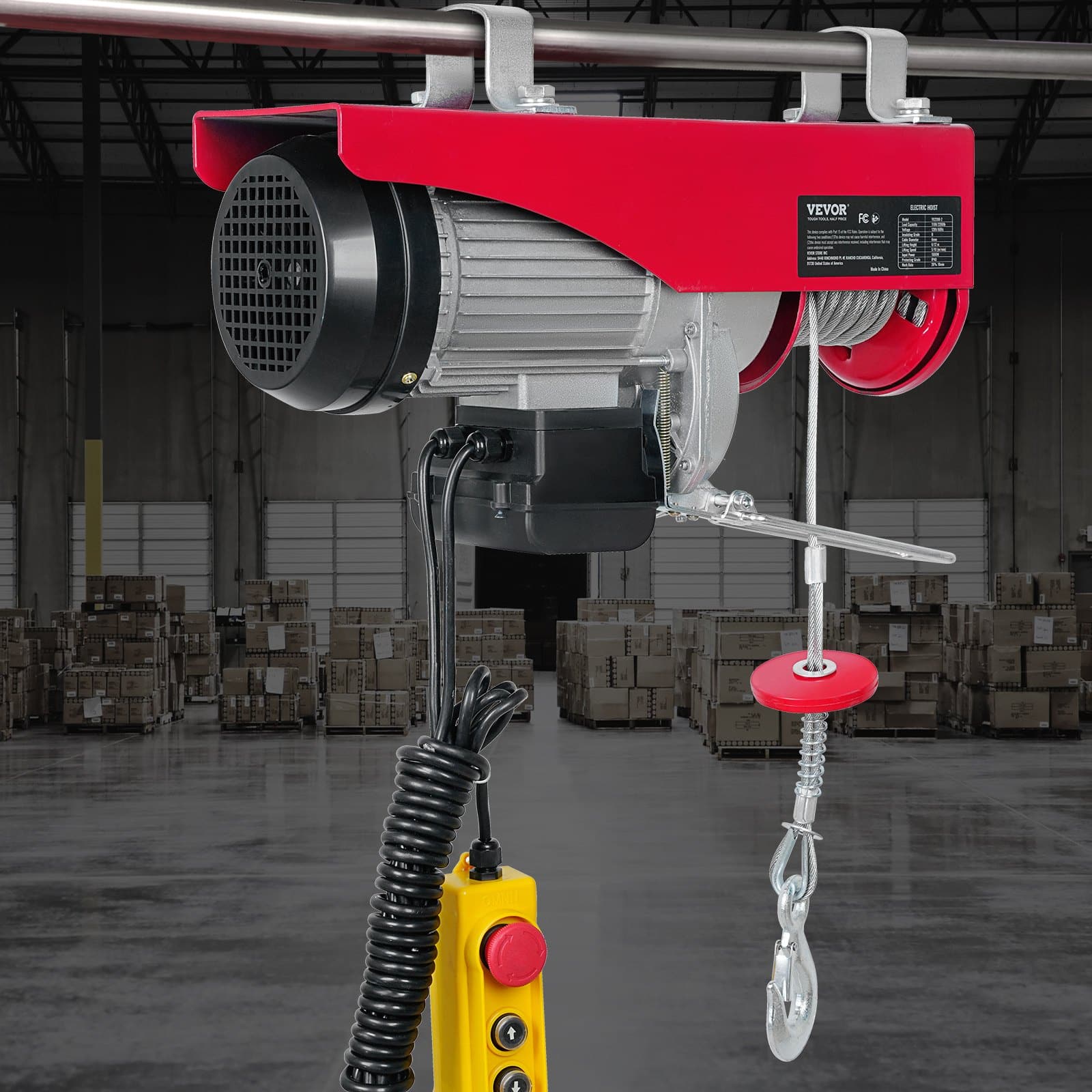VEVOR Electric Hoist 998 kg Capacity, 1600W 220V Winch with 4.27 m Remote, 12.19 m Lift Height, Copper Motor for Garage/Factory - Image 8