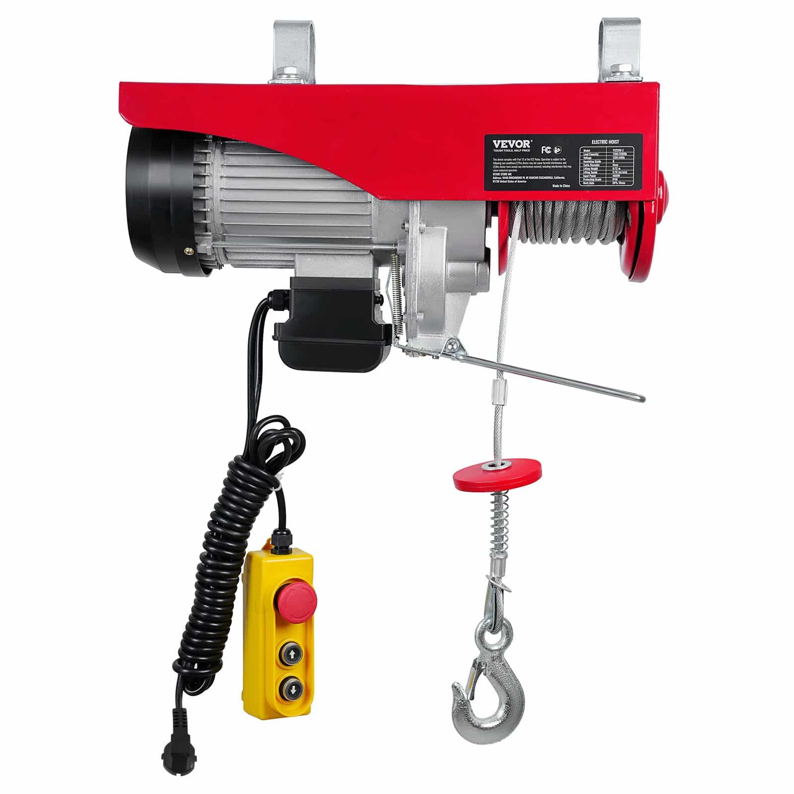 VEVOR Electric Hoist 998 kg Capacity, 1600W 220V Winch with 4.27 m Remote, 12.19 m Lift Height, Copper Motor for Garage/Factory - Image 10