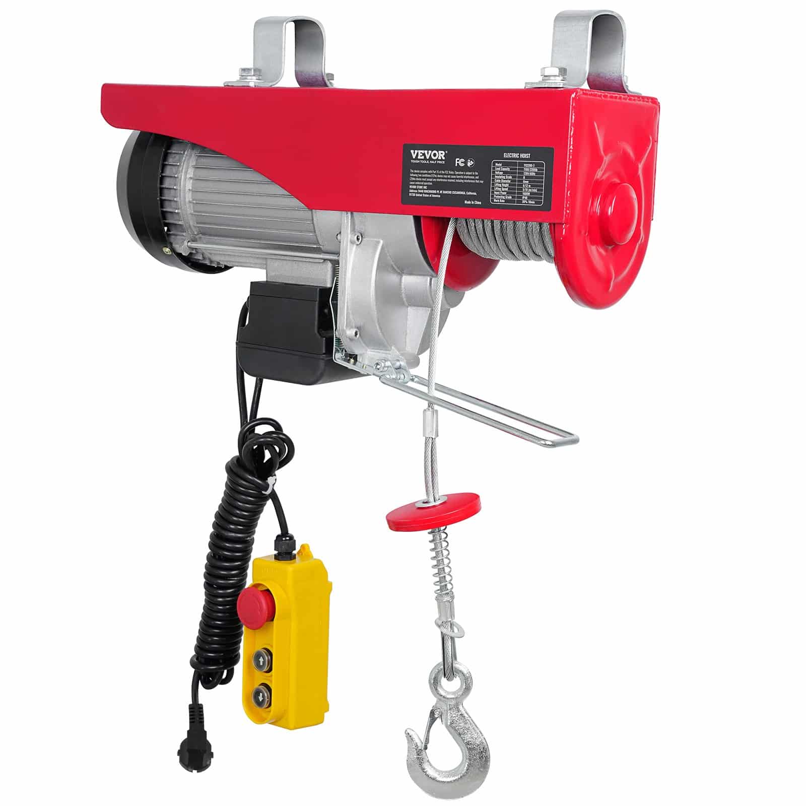 VEVOR Electric Hoist 998 kg Capacity, 1600W 220V Winch with 4.27 m Remote, 12.19 m Lift Height, Copper Motor for Garage/Factory - Image 11