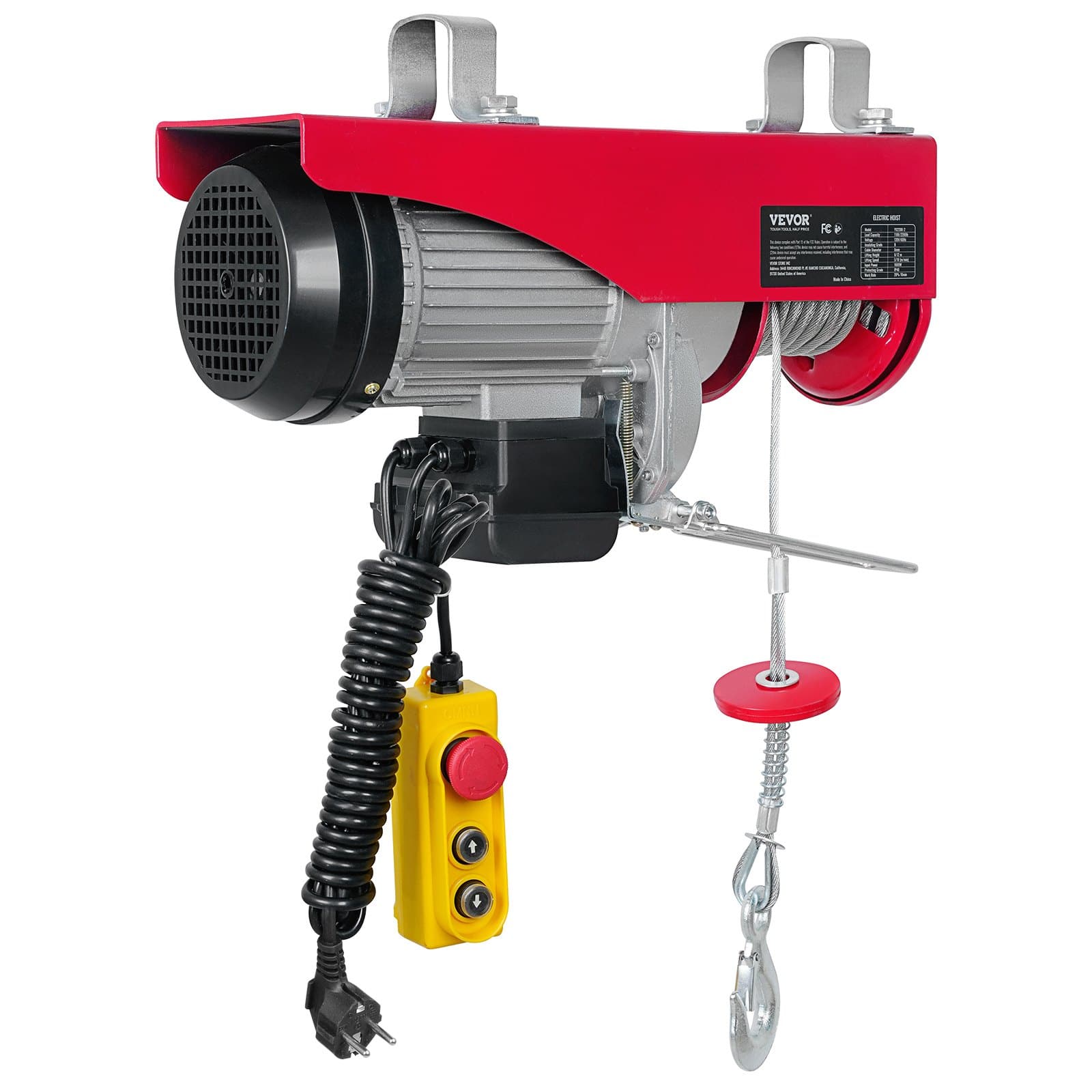 VEVOR Electric Hoist 998 kg Capacity, 1600W 220V Winch with 4.27 m Remote, 12.19 m Lift Height, Copper Motor for Garage/Factory - Image 9