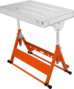 VEVOR Steel Welding Table 76.2x50.8 cm, 181.4 kg Load, Folding Adjustable Workbench with Wheels, Slots, Tilt & Guide Rails