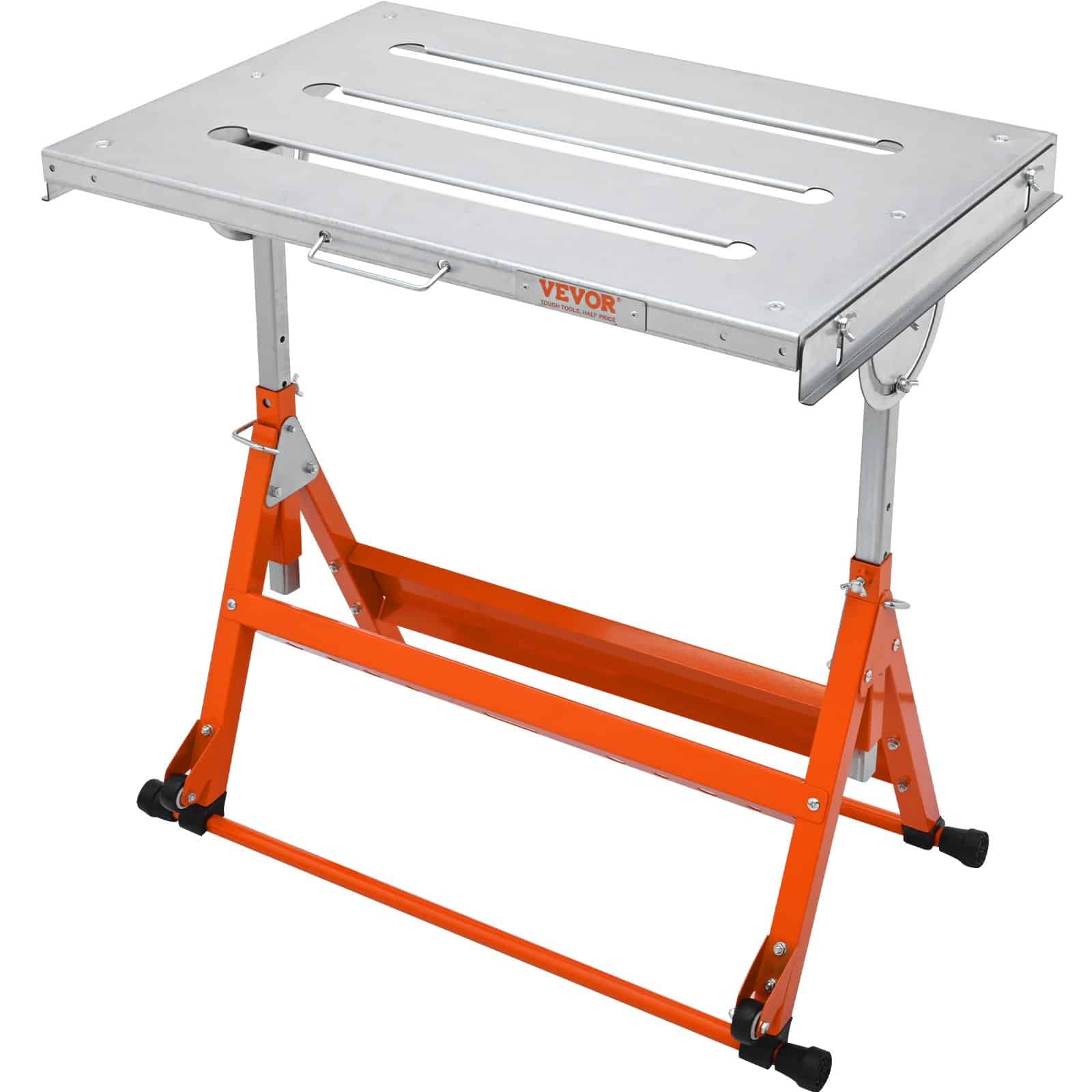 VEVOR Steel Welding Table 76.2x50.8 cm, 181.4 kg Load, Folding Adjustable Workbench with Wheels, Slots, Tilt & Guide Rails - Зображення 10