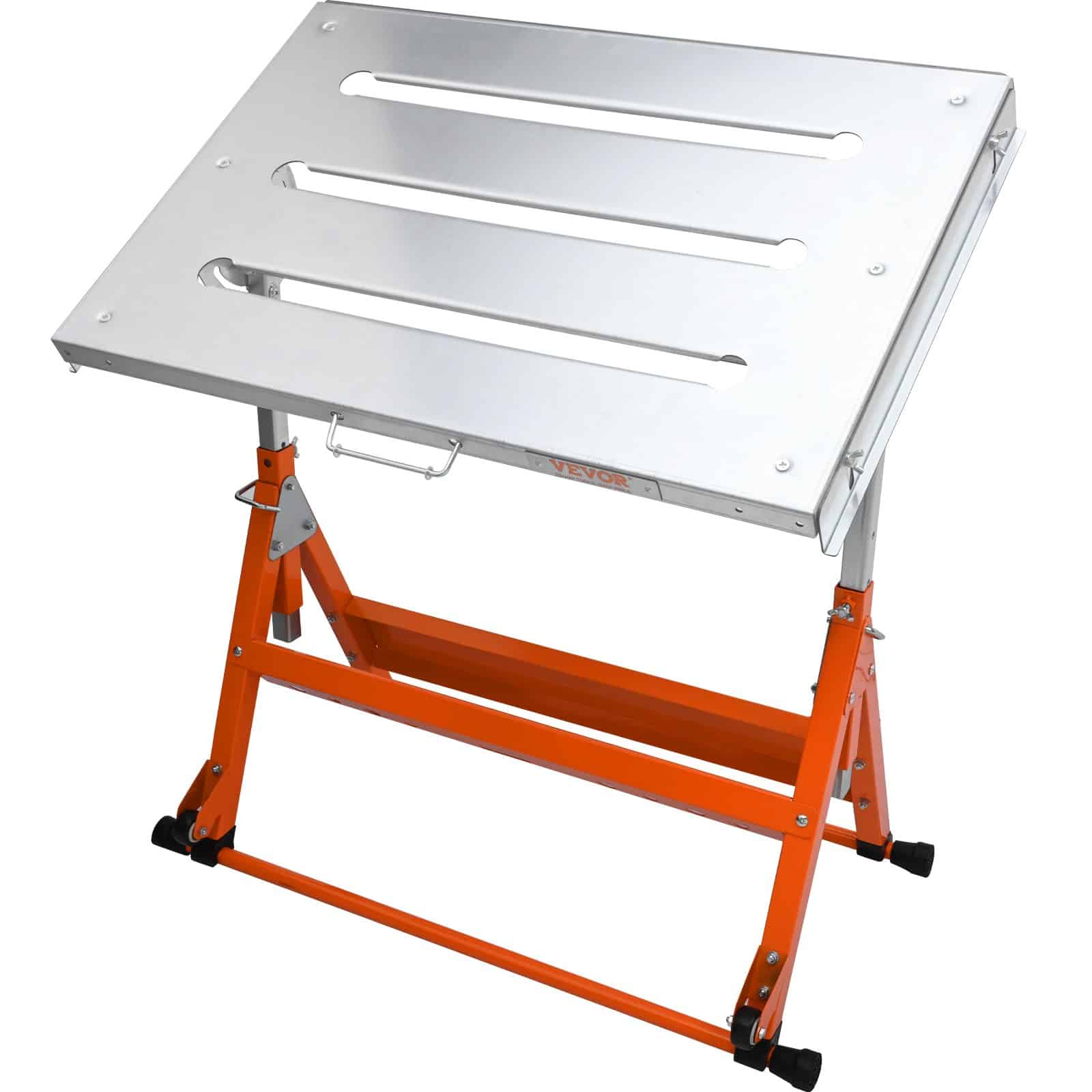 VEVOR Steel Welding Table 76.2x50.8 cm, 181.4 kg Load, Folding Adjustable Workbench with Wheels, Slots, Tilt & Guide Rails - Зображення 9