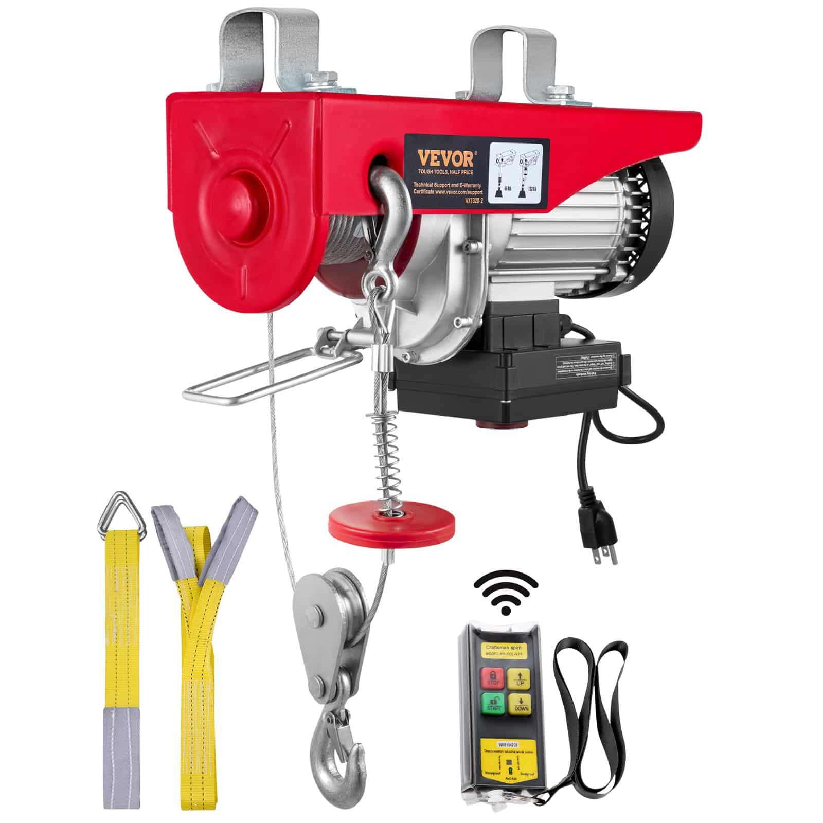 VEVOR 598.7 kg Electric Hoist Winch, 1150W 220V, 12.2 m Lift Height, Wireless Remote, for Garage, Warehouse, Factory Use - Image 12