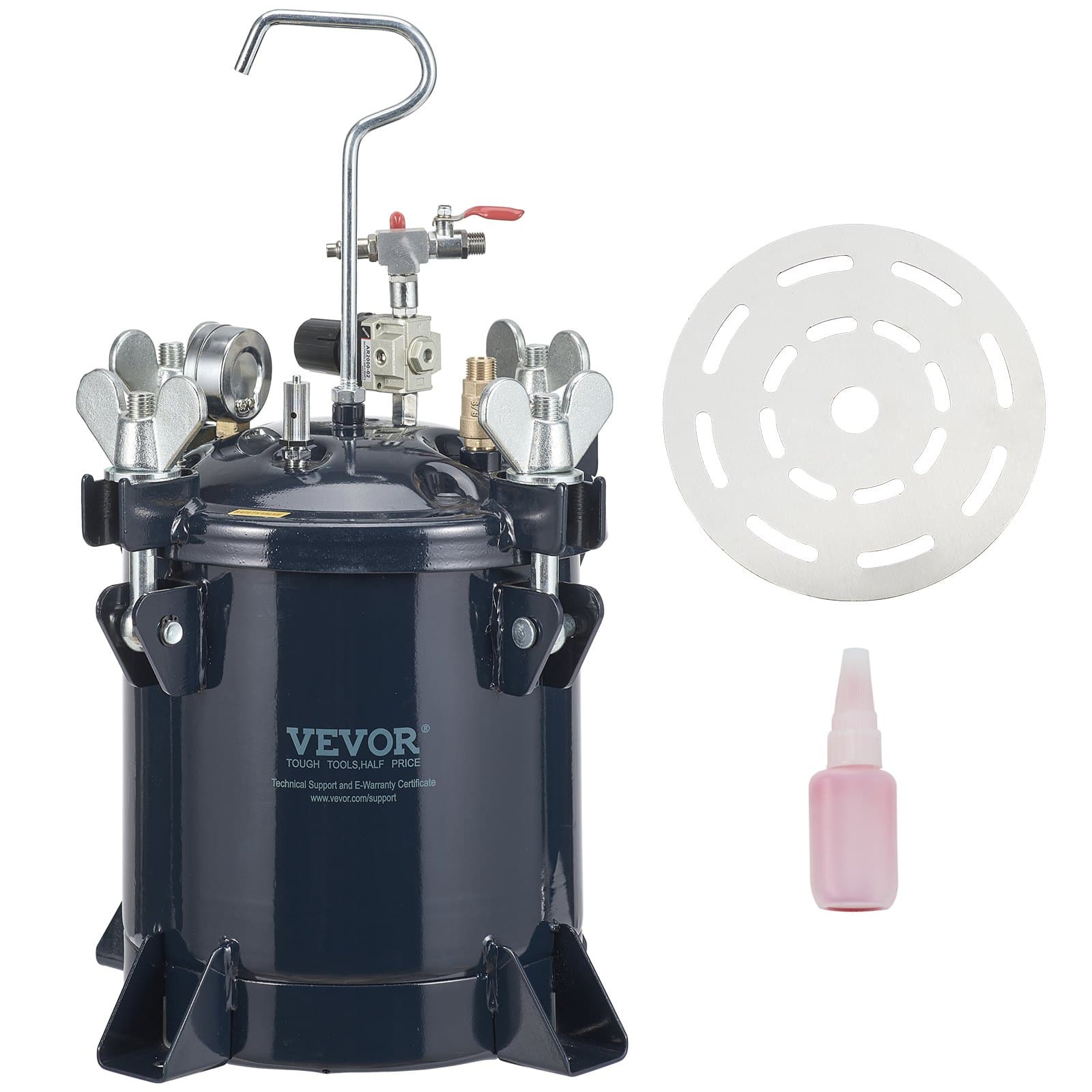 VEVOR 10L Spray Paint Pressure Pot Tank, 70PSI Max, for Resin Casting & Industrial/Home Painting, Metal Lid & Sealant