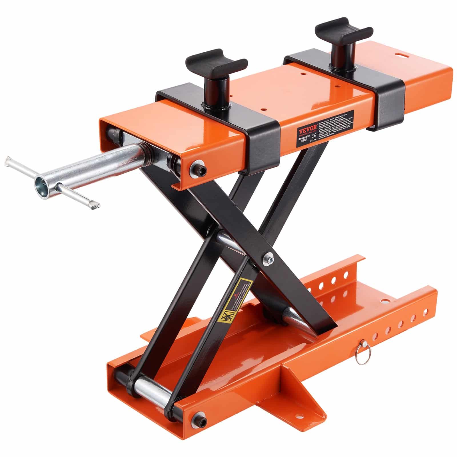 VEVOR 499.5 kg Motorcycle Scissor Lift Jack with Saddle, Adjustable Height 95–400 mm for ATV, Dirt & Cruiser Bikes