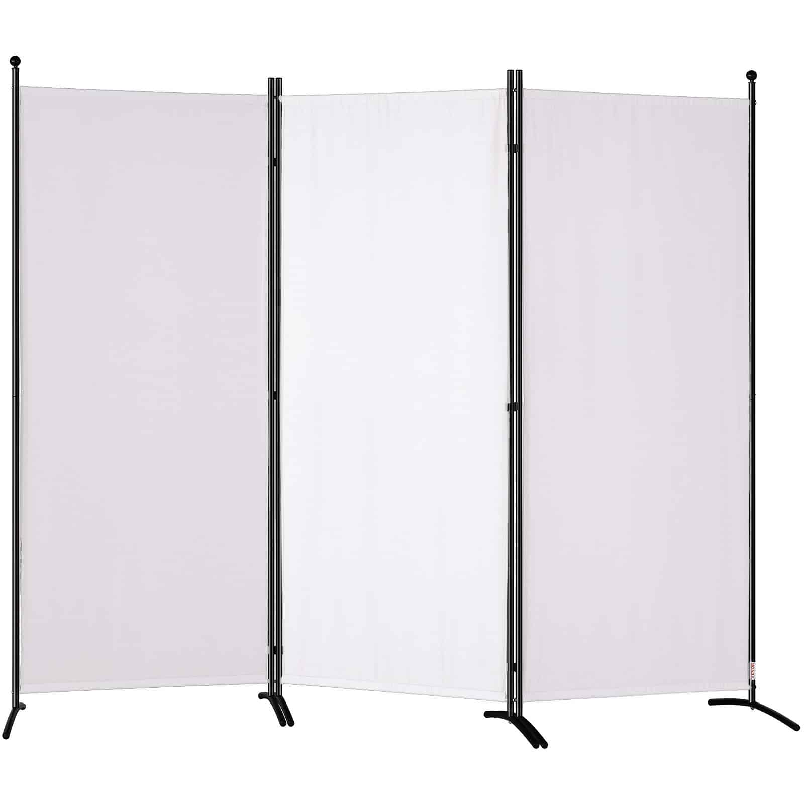 VEVOR 3-секционная тканевая ширма, 186 см складная перегородка для уединения со стальным каркасом для офиса, спальни, белая