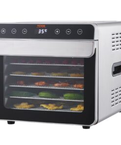 VEVOR 700W Пищевой дегидратор с 6 лотками из нержавеющей стали, регулируемый темп и таймер, 35 (85 °C), для вяленого мяса, фруктов, овощей