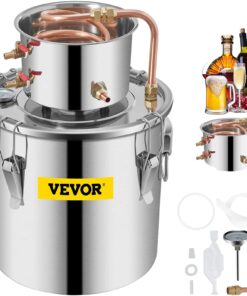 VEVOR 12.5L Stainless Steel Distillery Kit with Water Pump – Alcohol, Essential Oil & Water Distiller