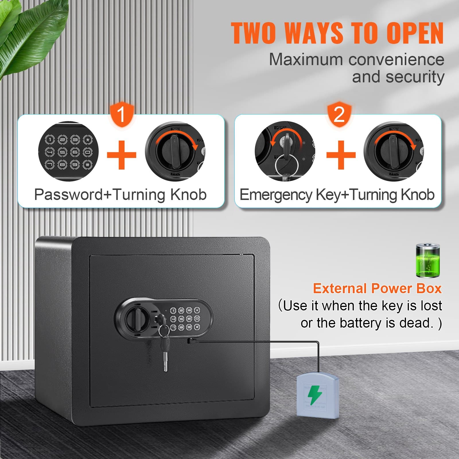 VEVOR 33.9L Digital Steel Safe with Keypad & Keys, Fire-Proof Bag, Alarm, Wall Mount, 40.1x30.0x35.1 cm for Home & Hotel - Image 3