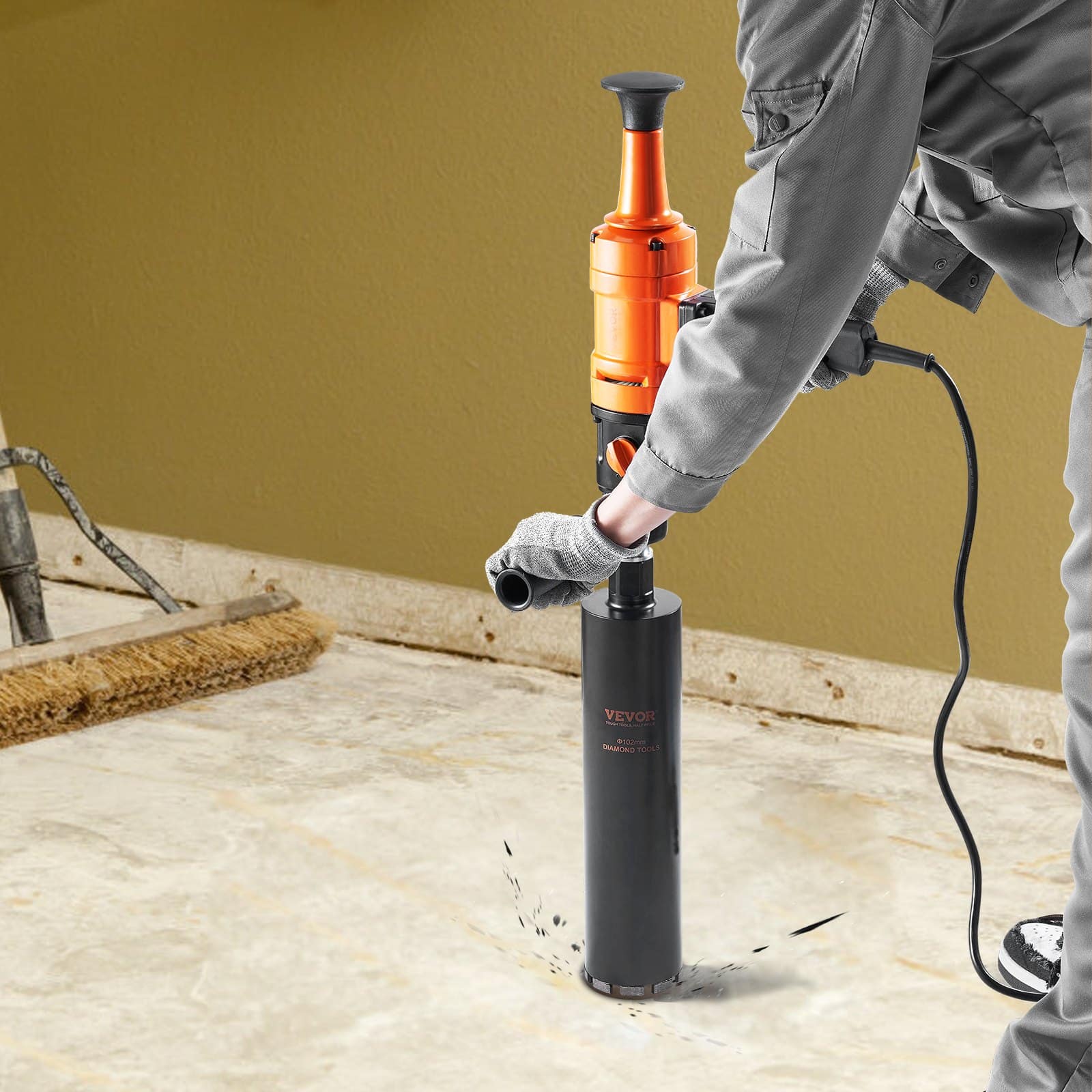 VEVOR 1500W Handheld Diamond Core Drill Machine with 10.2 cm Bit, 2-Speed Wet Concrete Core Drill Rig - Pilt 8