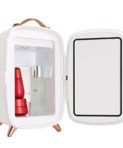 VEVOR 6L Mini Fridge with Mirror & LED, Portable AC/DC Cooler & Warmer for Skincare, Drinks, Office & Car – White