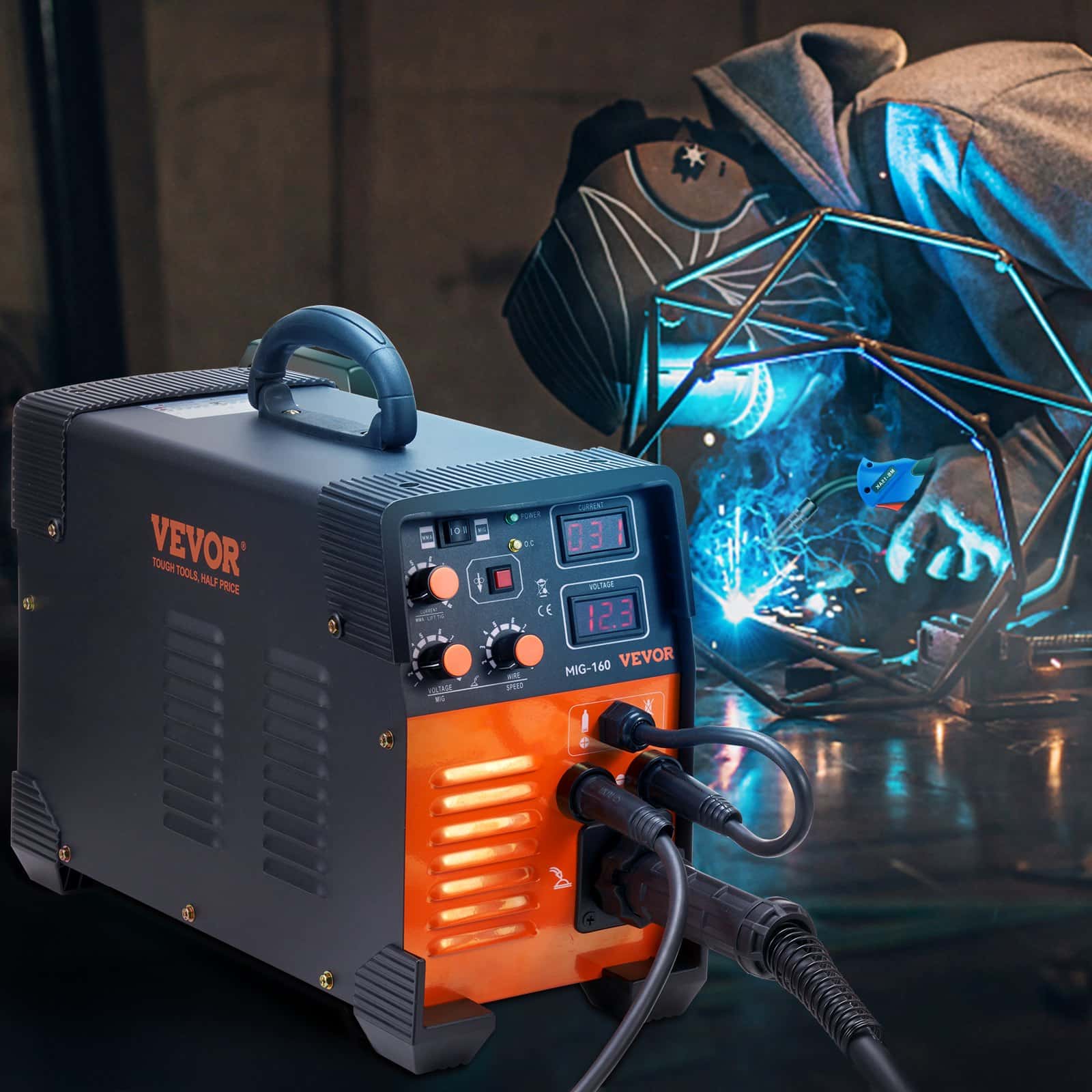 VEVOR 160A 3-in-1 MIG/TIG/MMA Welding Machine, 220V IGBT Inverter Welder with Digital Display, Flux Core & Stick Welding - Image 8