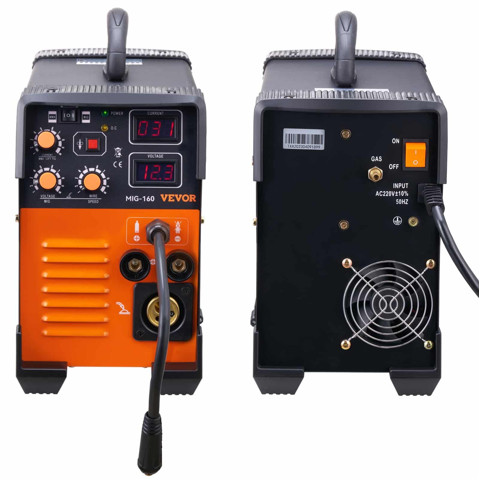 VEVOR 160A 3-in-1 MIG/TIG/MMA Welding Machine, 220V IGBT Inverter Welder with Digital Display, Flux Core & Stick Welding - Image 12