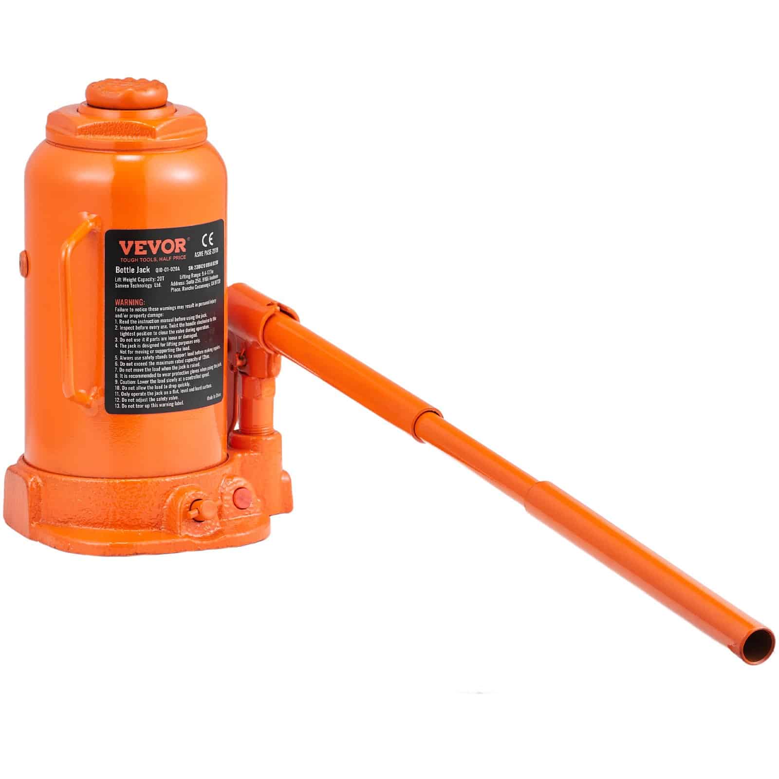 VEVOR 20 Ton Hydraulic Bottle Jack, 240-450 mm Lift Range, 3-Section Handle, for Car, Truck, RV, Auto Repair & Industry - Image 12