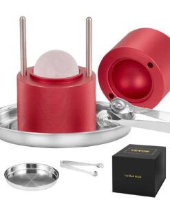 VEVOR 60mm Ice Ball Press Kit – Aircraft Aluminum Ice Sphere Maker with Drip Tray & Tongs for Whiskey & Cocktails, Red