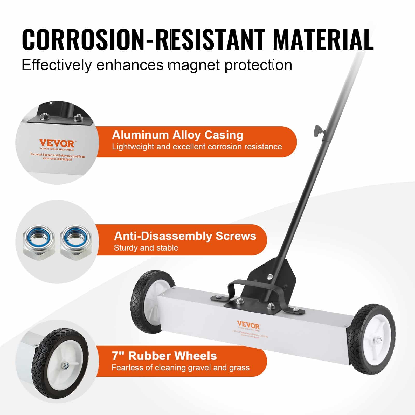 VEVOR 22.7 kg Push Magnetic Sweeper with Wheels, 74 cm Wide, Telescopic Handle for Lawn, Garage & Workshop Cleanup — attēls 6
