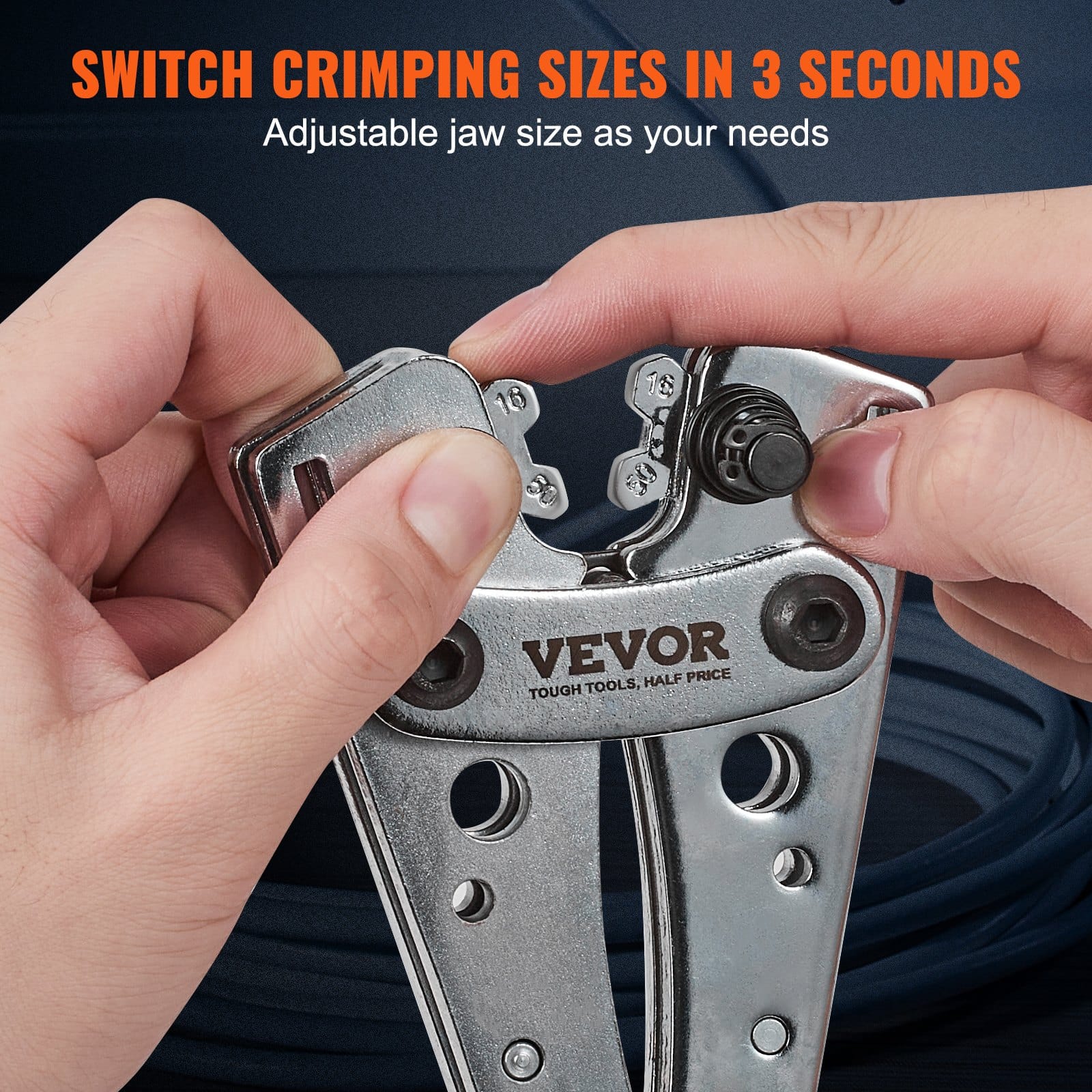 VEVOR Heavy Duty Battery Cable Crimping Tool Set with Cutter, 6-50mm² Dies, 95 Copper Lugs, 100 Heat Shrink Tubes - Image 5
