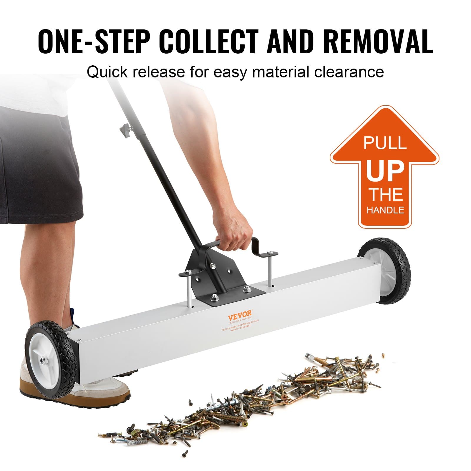 VEVOR 24.9 kg Magnetic Sweeper with Wheels, 61 cm Width, Telescopic Handle, for Yard, Garage & Workshop Metal Cleanup - Pilt 3