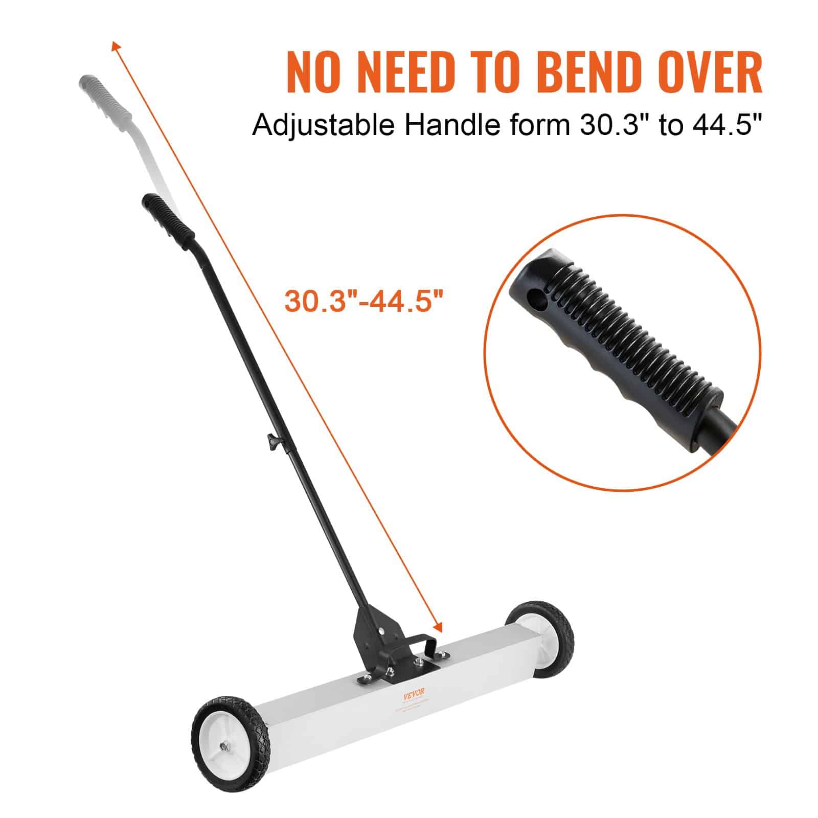 VEVOR 24.9 kg Magnetic Sweeper with Wheels, 61 cm Width, Telescopic Handle, for Yard, Garage & Workshop Metal Cleanup - Pilt 5