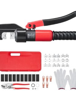 Гидравлический обжимной инструмент VEVOR с 9 матрицами, AWG12–2/0, 6Т, резак, перчатки, медные наконечники, термоусадочные трубки