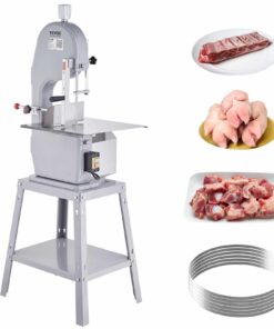VEVOR 1500W Commercial Electric Bone Saw Machine – Stainless Steel Meat Bandsaw for Cutting Frozen Meat & Bones, 300 kg/h