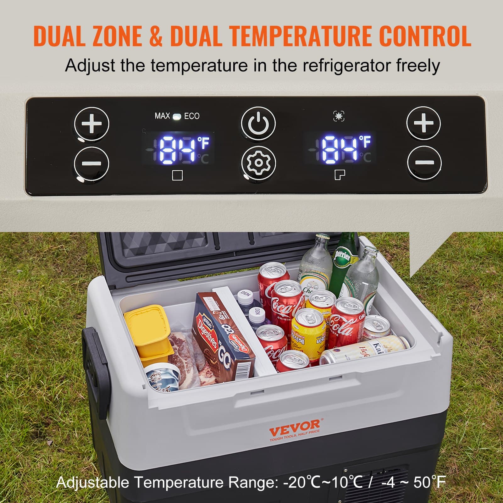 VEVOR 35L Dual Zone Portable Car Refrigerator Freezer with Compressor for Home & Vehicle Use, -20°C to 10°C - Pilt 3