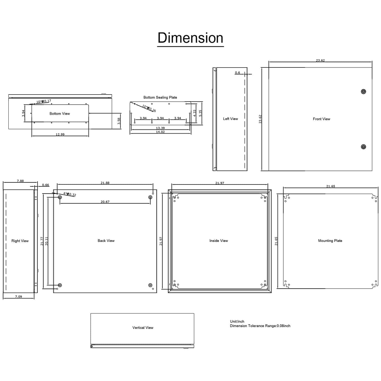 VEVOR 60x60x20 cm Steel Electrical Enclosure, IP66 Waterproof NEMA 4X Junction Box with Mounting Plate for Indoor/Outdoor Use — изображение 10