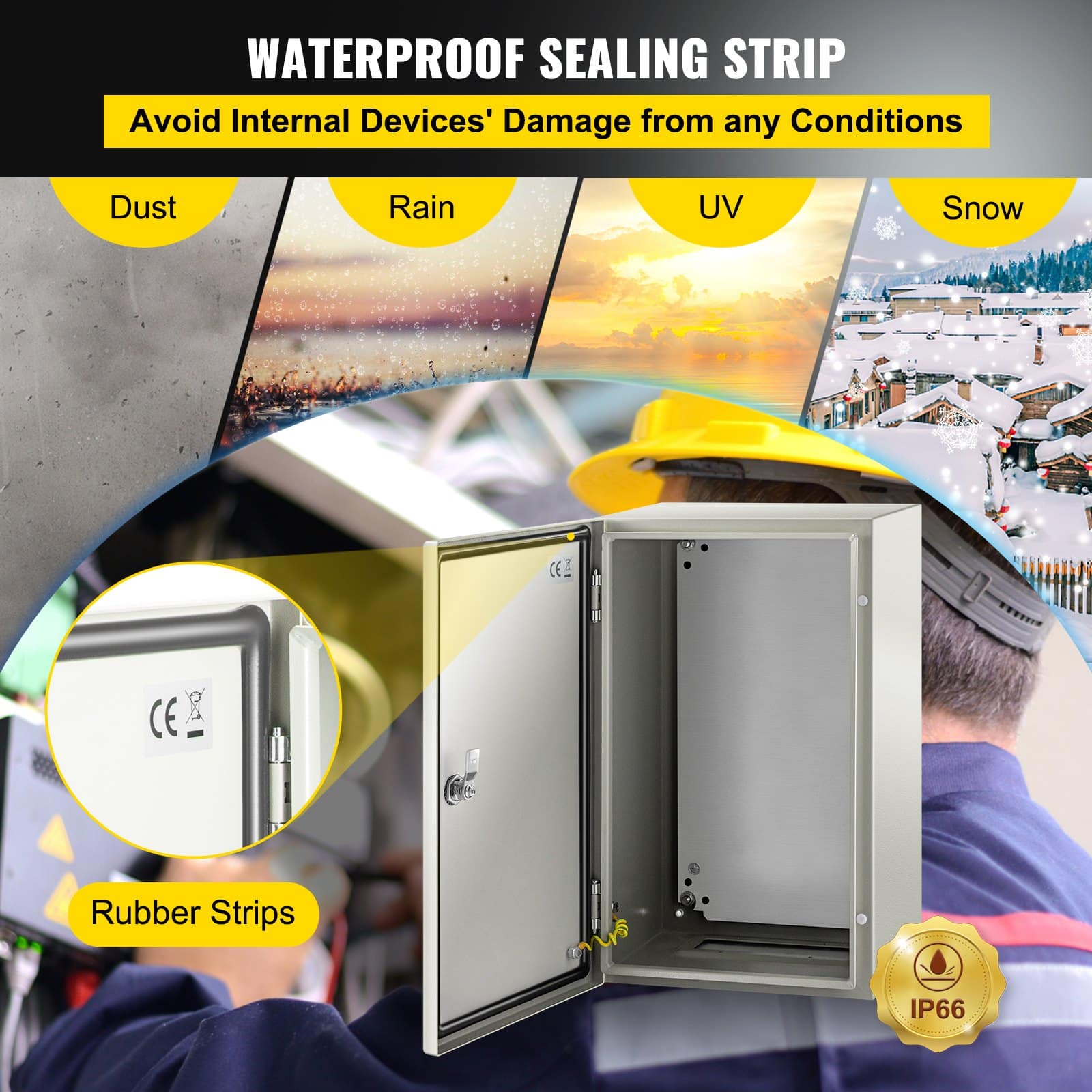 VEVOR Steel Electrical Enclosure 50.8x30.5x25.4cm, IP66 Waterproof Dustproof NEMA 4X Box with Mounting Plate for Indoor/Outdoor Use — изображение 4