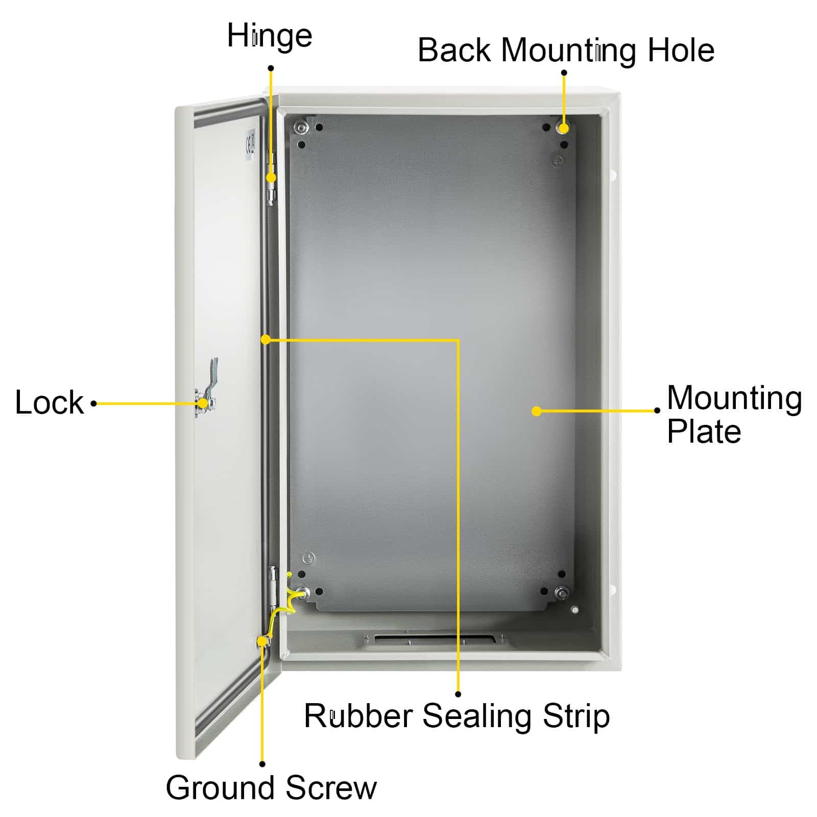 VEVOR Steel Electrical Enclosure 50.8x30.5x25.4cm, IP66 Waterproof Dustproof NEMA 4X Box with Mounting Plate for Indoor/Outdoor Use — изображение 9