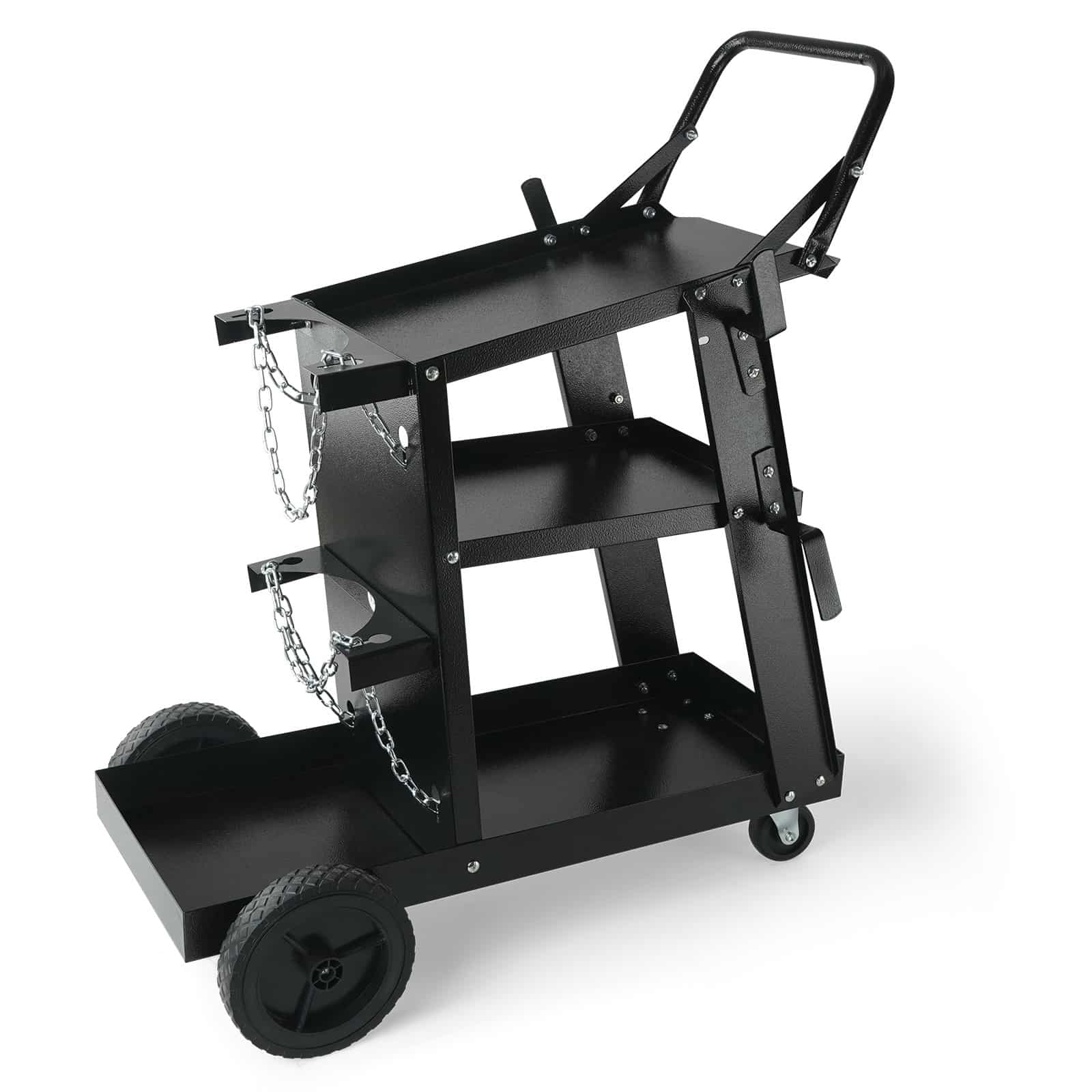 VEVOR 3-Tier Heavy-Duty Welding Cart, 181kg Capacity, Swivel Wheels, Gas Cylinder Storage for MIG TIG ARC Plasma Welders
