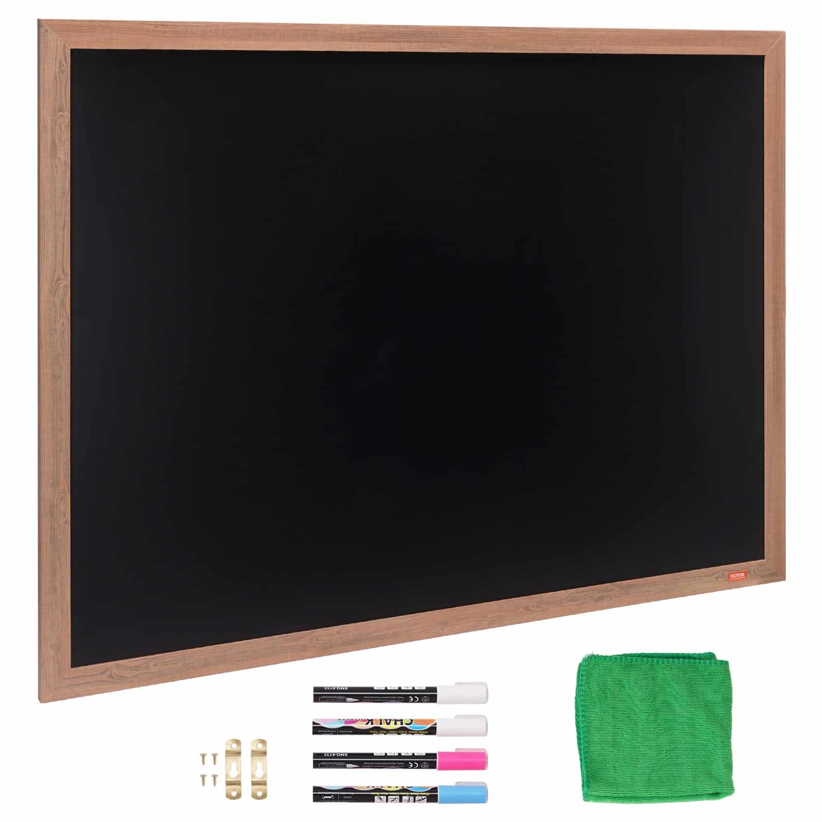 VEVOR 89x117 cm Magnetic Rustic Chalkboard with Frame, Wall-Mount Message & Calendar Board, Includes Markers & Eraser