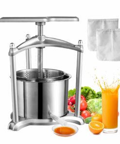 VEVOR 5,5 л Ручной пресс для фруктов и вина с 2 стволами из нержавеющей стали, экстрактором сока и масла для кухни, сыра, оливок, винограда