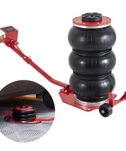VEVOR 3 Ton Pneumatic Air Jack, Triple Bag, 450 mm Lift, 6 Steel Pipes, Fast 5s Lift, Long Handle, for Cars & Garages (Red)
