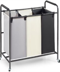 VEVOR 3-Section Heavy Duty Laundry Sorter Cart with Waterproof Bags & Lockable Wheels for Laundry Room & Bedroom