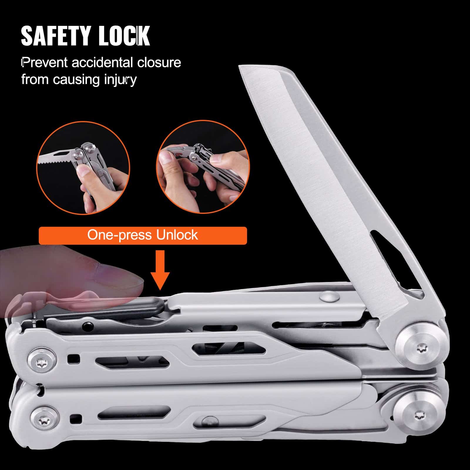 VEVOR 17-in-1 Stainless Steel Multi Tool Pliers with Knife, Saw, Screwdrivers, Scissors, Sheath – for Camping & Survival - Зображення 5