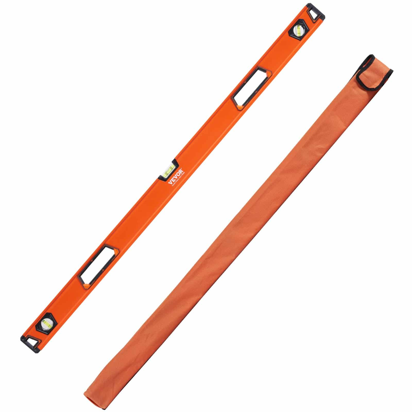 VEVOR 122cm Magnetic Torpedo Level, Aluminum Alloy, 45°/90°/180° Bubble Vials, Shock-Resistant Ruler for Wood & Plumbing