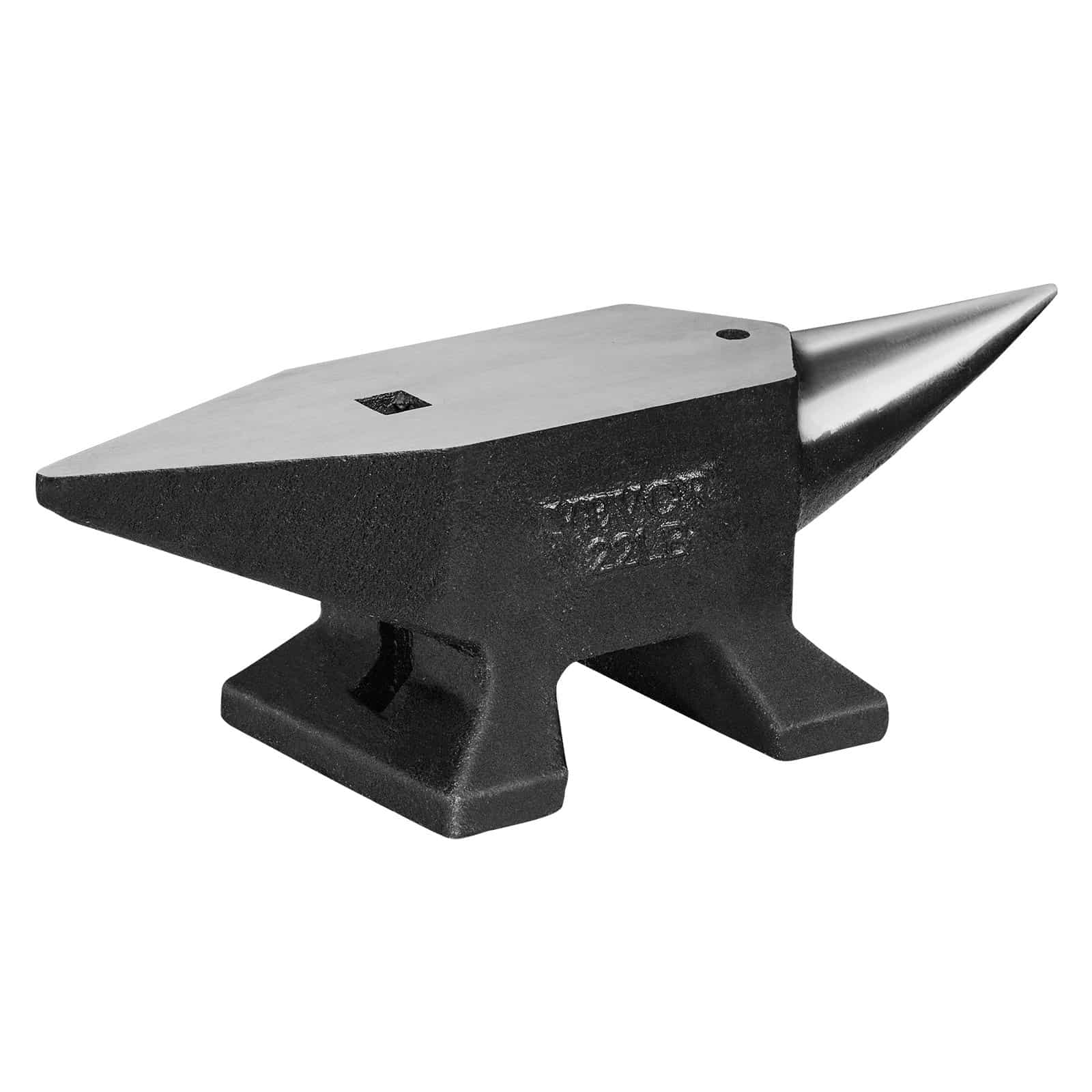 VEVOR 10kg Cast Steel Single Horn Anvil with Round & Square Holes, 50HRC Hardened Surface, Stable Base for Blacksmithing