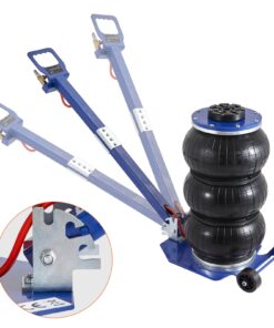 VEVOR 3 Ton Pneumatic Triple Bag Air Jack with Steel Pipes & Adjustable Handle, 140–450 mm Lift Range, Fast 5s Lifting - Blue