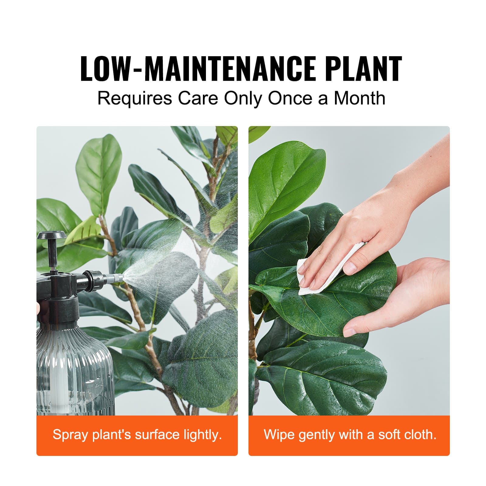 VEVOR 180 cm Artificial Fiddle Leaf Fig Tree – Lifelike Green Faux Plant with PE Material, Anti-Tip Design, Indoor/Outdoor Decor — изображение 6