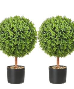 VEVOR искусственные самшитовые топиарии 61 см, 2 шт. шаровидные растения в кашпо для декора внутри и снаружи