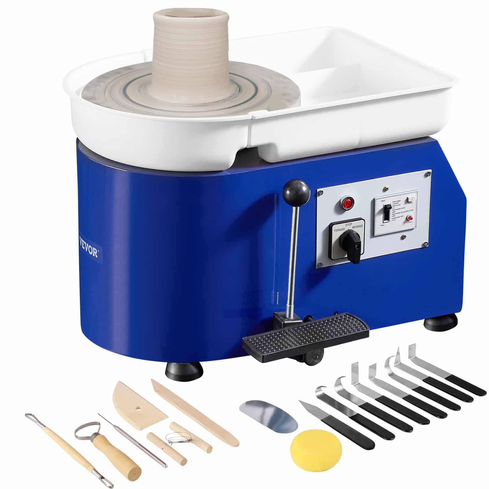 VEVOR 27.9cm Pottery Wheel 350W with Foot Pedal, Sculpting Tools, Apron & Quiet Motor for Ceramic Art