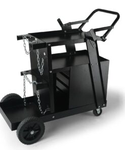 VEVOR Heavy-Duty 2-Tier Welding Cart with 4 Drawers, 120 kg Load, Swivel Wheels, Tank Chains - For MIG Welder & Plasma Cutter